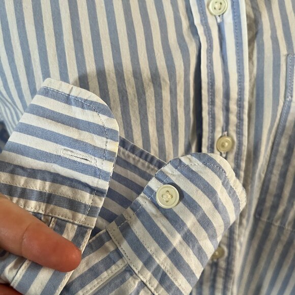 GAP Sz S Cotton Button Down Shirt Blue White Stripe - Picture 9 of 9